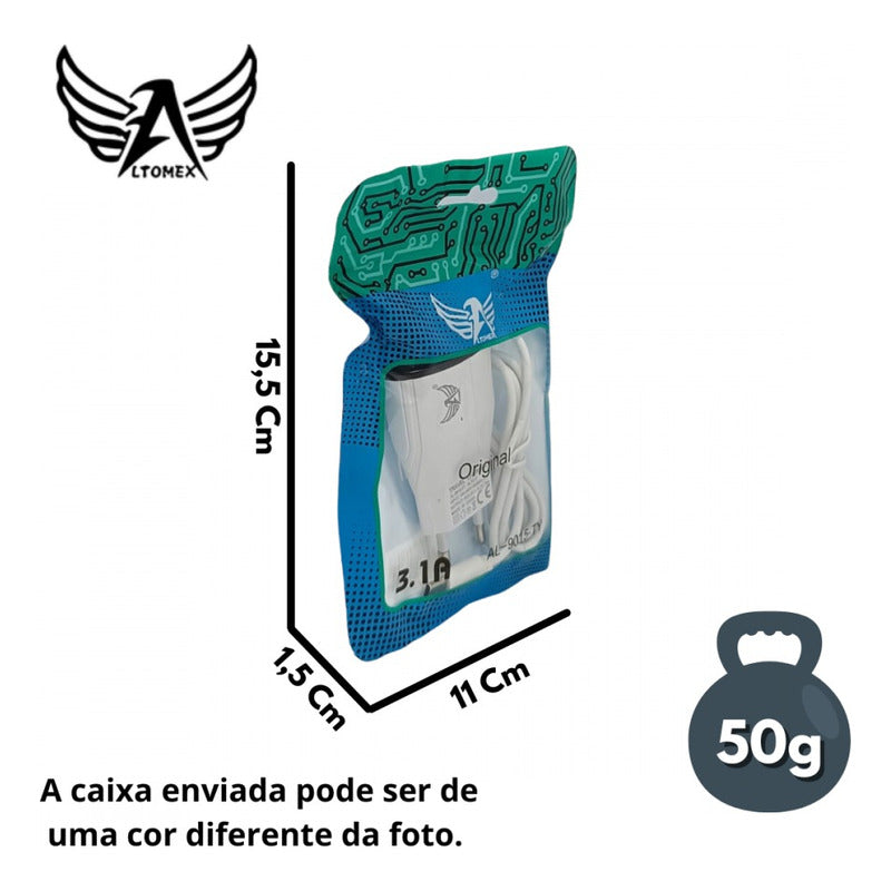 Carregador Completo Tipo-c Com 02 Portas Usb 3.1a Cabo Fixo